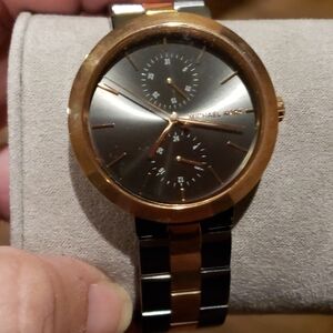 Michael kors garner watch gunmetal gold new iob